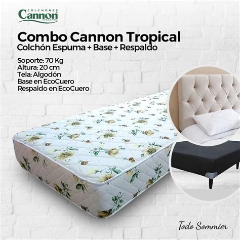 Combo Sommier Con Respaldo 1 Plaza De Espuma 8019020 Para 70Kg