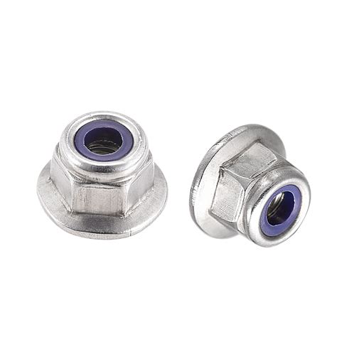 Uxcell M4 Nylon Insert Hex Lock Nuts With Flange 304 Stainless Steel