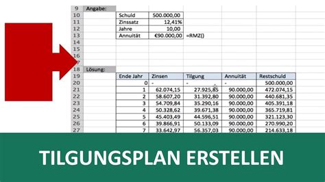 Tilgungsplan Vorlage In Excel I Excelpedia YouTube