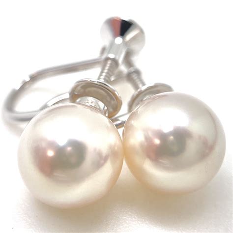 箱付き Mikimoto ミキモト K18wg アコヤ本真珠イヤリング 85mm珠 39g パール Pearl Earring