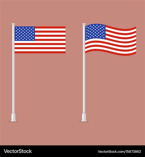 American flag on pole Royalty Free Vector Image