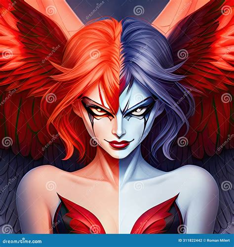 Female Half Demon Half Angel Illustration Stock Illustration Illustration Of Morality Choice