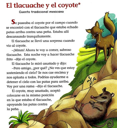 Fabula El Tlacuache Y El Coyote Amena Fabula Incluida En Los Libros De