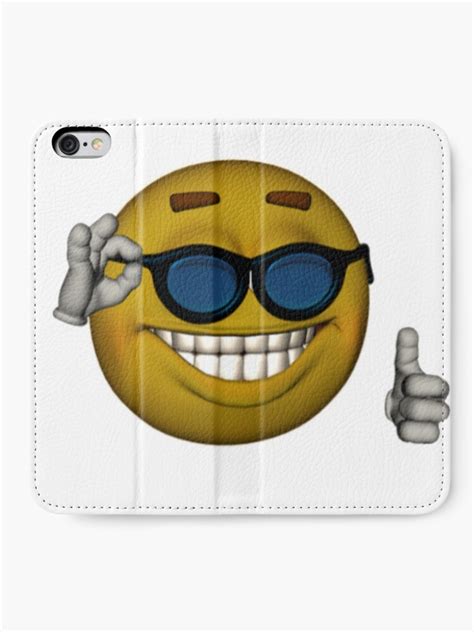 Smiley Face Sunglasses Thumbs Up Emoji Meme Face Iphone Wallet By Obviouslogic Redbubble