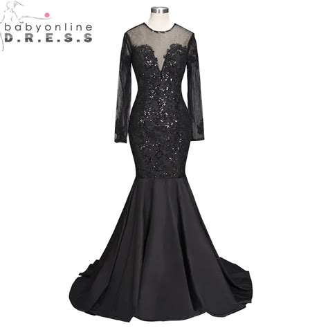 Sexy Reflective Dress Open Back Long Sleeve Black Mermaid Prom Dresses