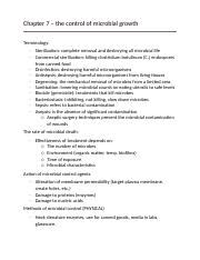 MICRO Chapter 7 The Control Of Microbial Growth Docx Chapter 7