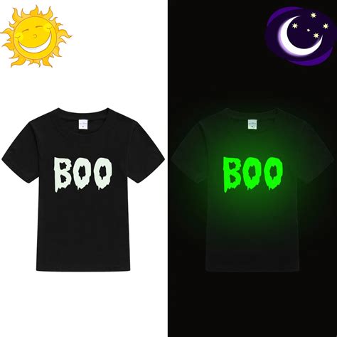 Забавная детская летняя светящаяся футболка с принтом «Boo hellowen ...