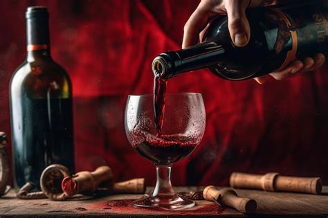 Um Homem Derramando Vinho Tinto Em Um Copo De Vinho Foto Premium