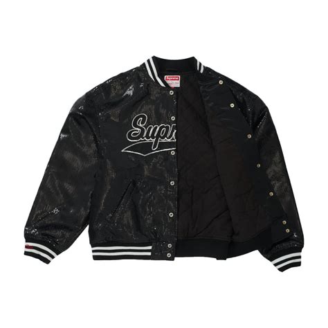 Supreme Mitchell And Ness Sequin Varsity Jacket Blacksupreme Mitchell