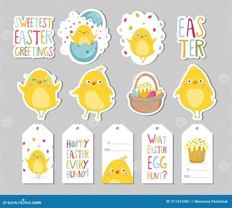 Set Of Easter Gift Tags Scrapbooking Elements Labels Badges With