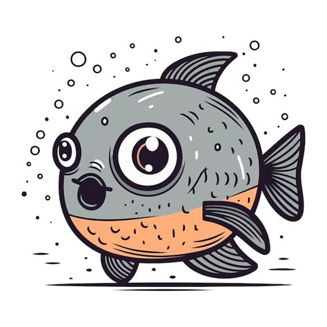 Premium Vector Funny Cartoon Fish Vector Illustration Of A Cute