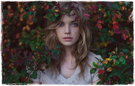 Autumn Elegance Blonde Model With Blue Eyes Hd Wallpaper