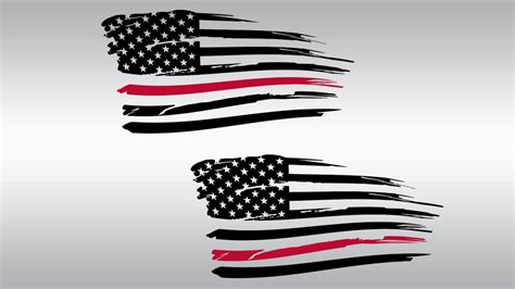 Thin Red Line American Flag Svg Clipart Cut Files Silhouette Etsy