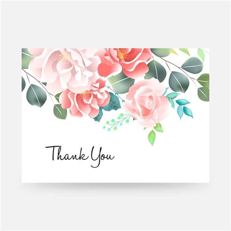 Premium Vector Thank You Card With Lettering And Flowers