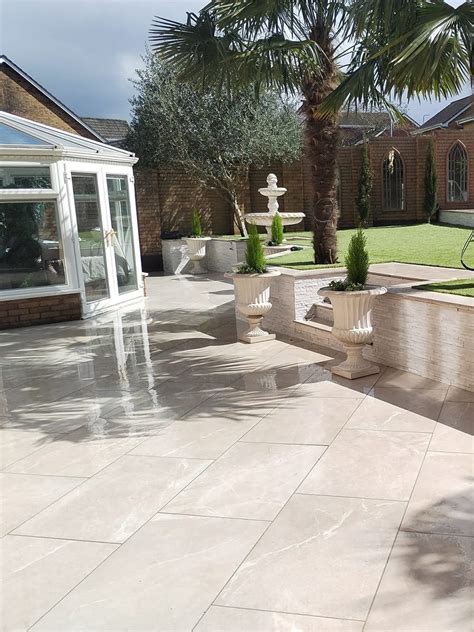 Roca Beige Slate Effect Outdoor Porcelain Paving Slabs 900x600mm