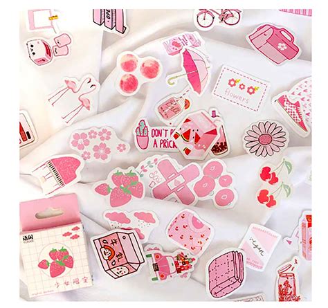 Kawaii Stickers Pack Of 50 Tiny Pink Pastel DIY Cutout Etsy