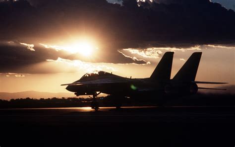 Sunset Landing Fighter Jets Aircraft F Tomcat