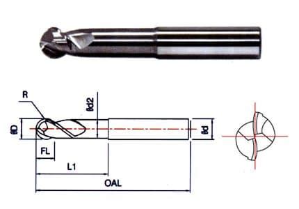 2F Torus Ball End Mills For Al AB302 Series Tradekorea