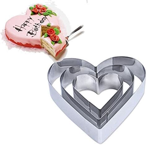 Tamume Stainless Steel Heart Shape Cake Tin Set Of For Layer Cake