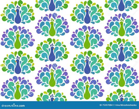 Peacocks Seamless Pattern Stock Vector Illustration Of Colorful 75357084