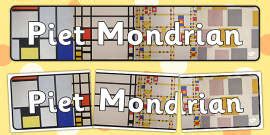 Free Mondrian Themed Editable Classroom Area Display Sign