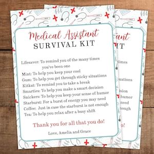 Editable Medical Assistant Survival Kit Printable For Appreciation Week