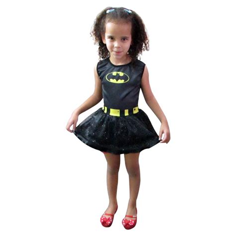 Fantasia Mulher Morcego Batgirl Infantil Vestido Batman Cosplay Super