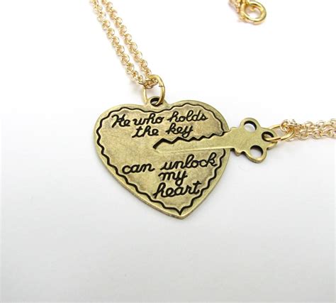 He Who Holds The Key Can Unlock My Heart Necklace Set In Etsy