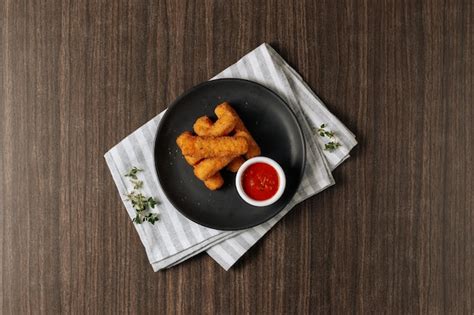 Premium Photo Deep Fried Crispy Mozzarella Cheese Sticks With Tomato