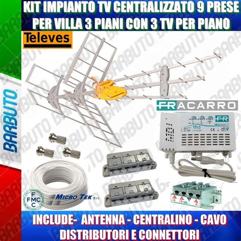 Kit Piccolo Impianto Tv Centralizzato Villa Su Piani Con Prese