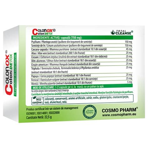 COLONOX COLON DETOX Detoxifierea Curatarea Colonului