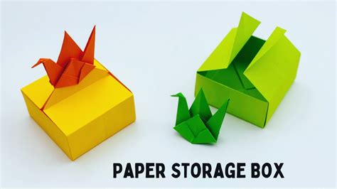 DIY MINI ORIGAMI PAPER STORAGE BOX With Origami Crane Paper Craft