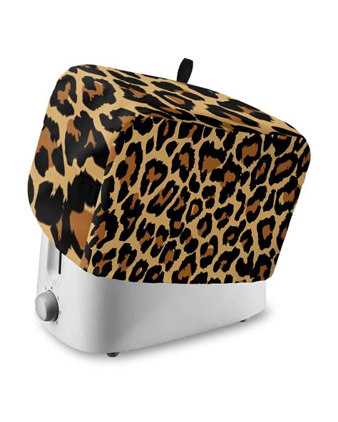 4 Slice Toaster Cover Sexy Fashion Leopard Pattern Toaster Dust Cover With Pockets Washable