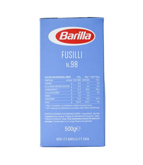 Paste Fusilli Nr 98 Barilla 500 G Super Market Italian