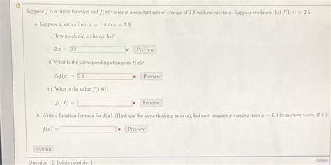 [solved] C Suppose F Is A Linear Function And F X Varies At A Constant