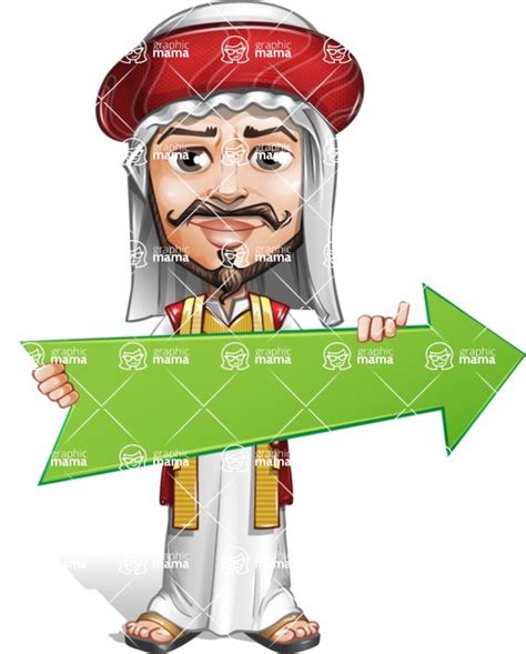 Traditional Arab Man Cartoon Vector Character Arrow 2 Graphicmama