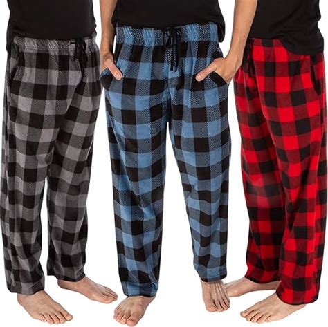 Dg Hill 3 Pack Plaid Mens Pajama Pants Set Bottoms Fleece Lounge Sleepwear Pjs With Pockets