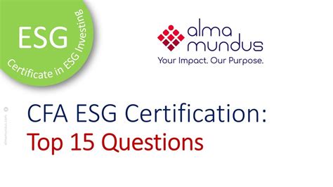 Cfa Esg Certification The Top Questions Youtube