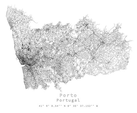 Porto,Portugal,accurate map, detail Streets Roads Map 48209435 Vector ...