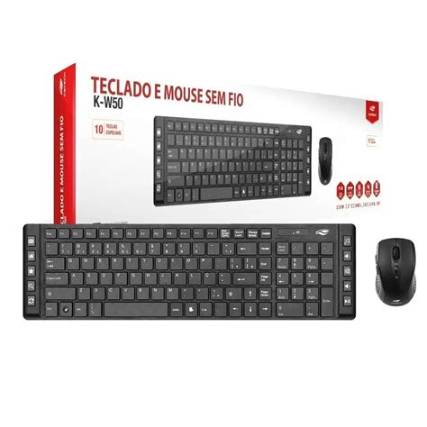 KIT MOUSE E TECLADO C3TECH KW50BK SEM FIO USB PTO