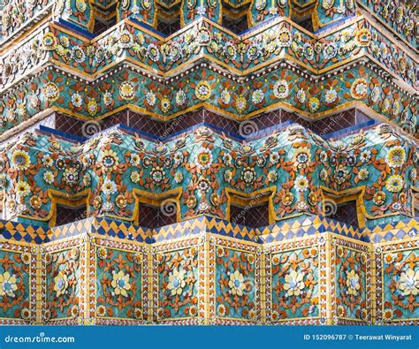 Wat Pho Pagoda Temple Colourful Tiles Floral Pattern Mosaic Landmark