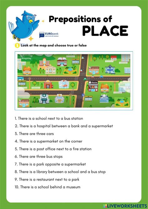 Prepositions Of Place Directions Online Exercise For Live Worksheets