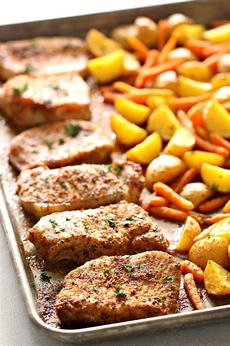 Sheet Pan Italian Pork Chops With Potatoes And Carrots Recipe Sheet