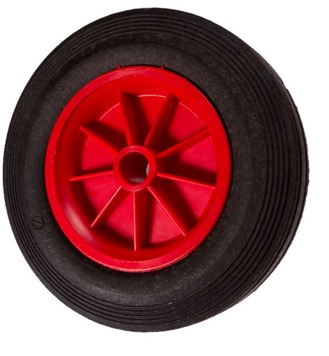 Black Solid Rubber Tyre Red Polypropylene Ctr Wheel 200mm 254mm Hub