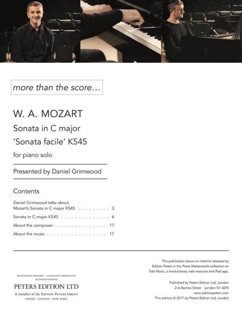 Mozart Piano Sonata No 16 In C Major Facile K 545 Ficks Music