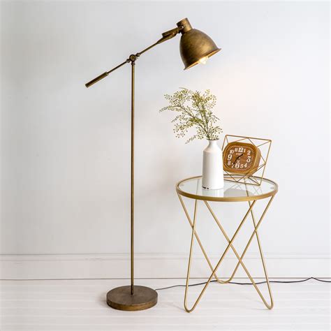 Vintage Farmhouse Antique Brass Floor Lamp