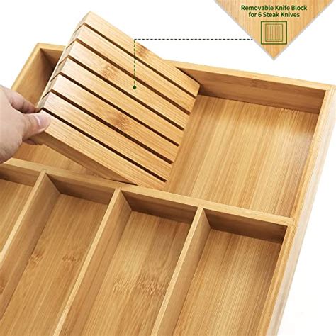 Vaefae Bamboo Silverware Organizer Utensil Holder For Drawer Wooden