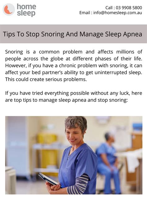 Ppt Tips To Stop Snoring And Manage Sleep Apnea Powerpoint