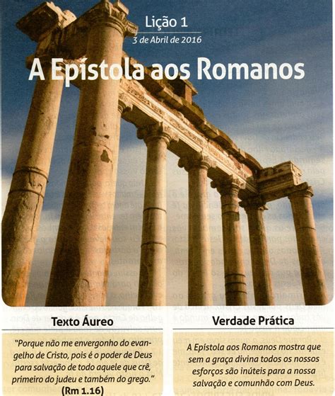 Educação Vida Cristã LIÇÃO 1 A EPÍSTOLA AOS ROMANOS