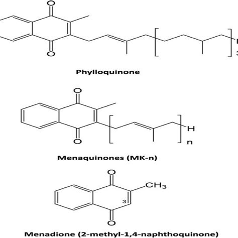 Structure Of Vitamin K Phylloquinone And Vitamin K Menaquinone